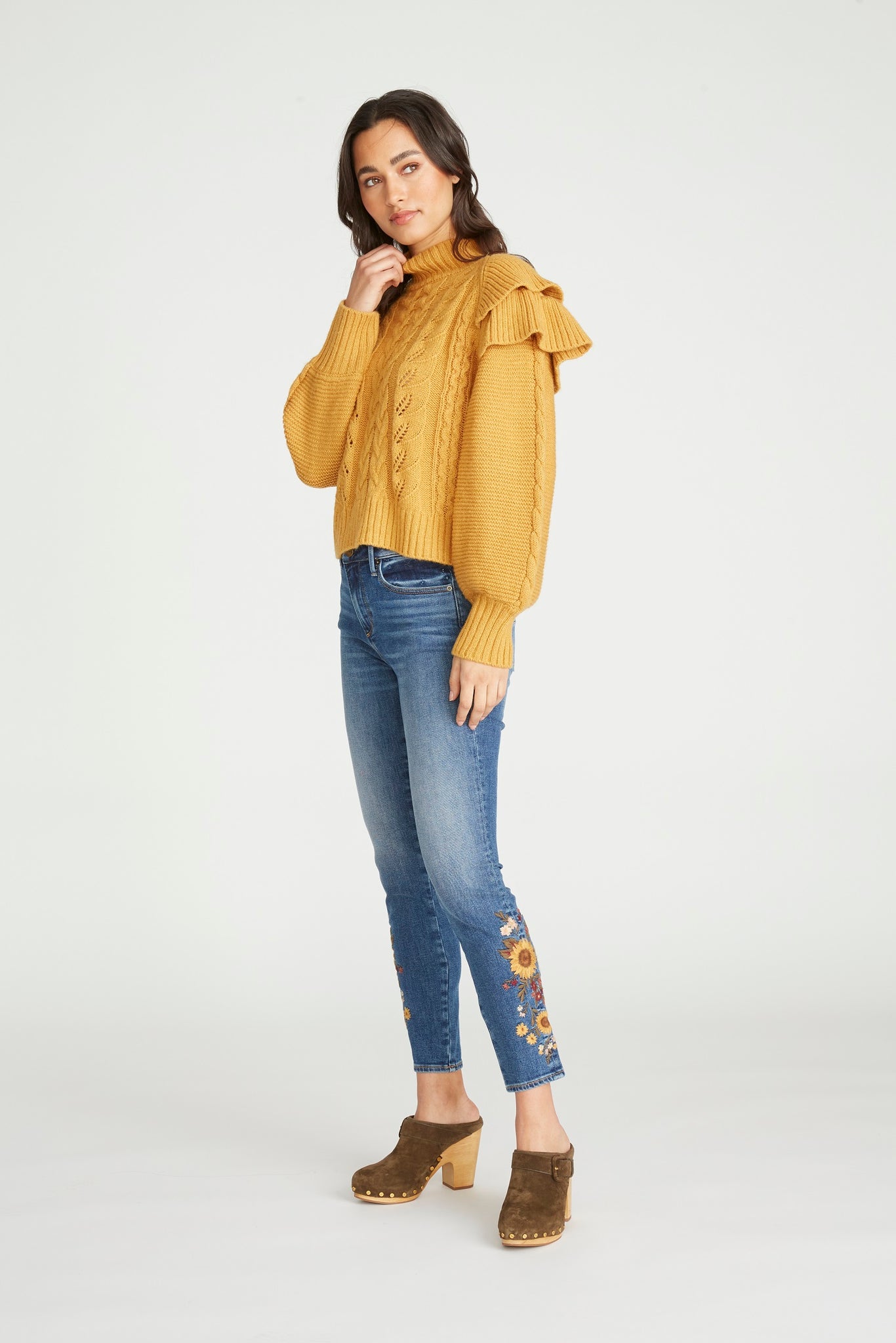 Jackie High Rise Skinny - Falling Sunflower