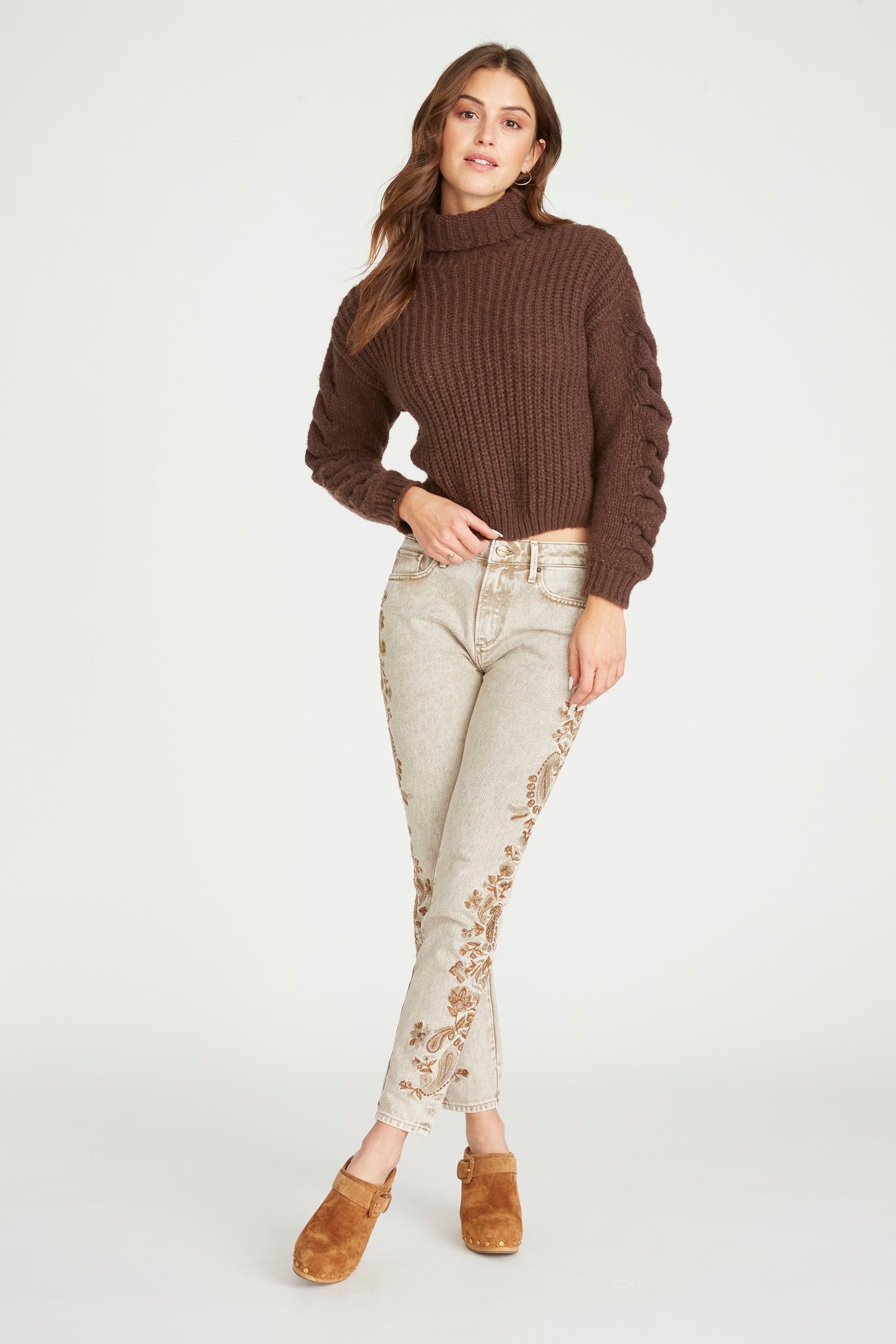 Jackie High Rise Skinny - Taupe Neutral Paisley