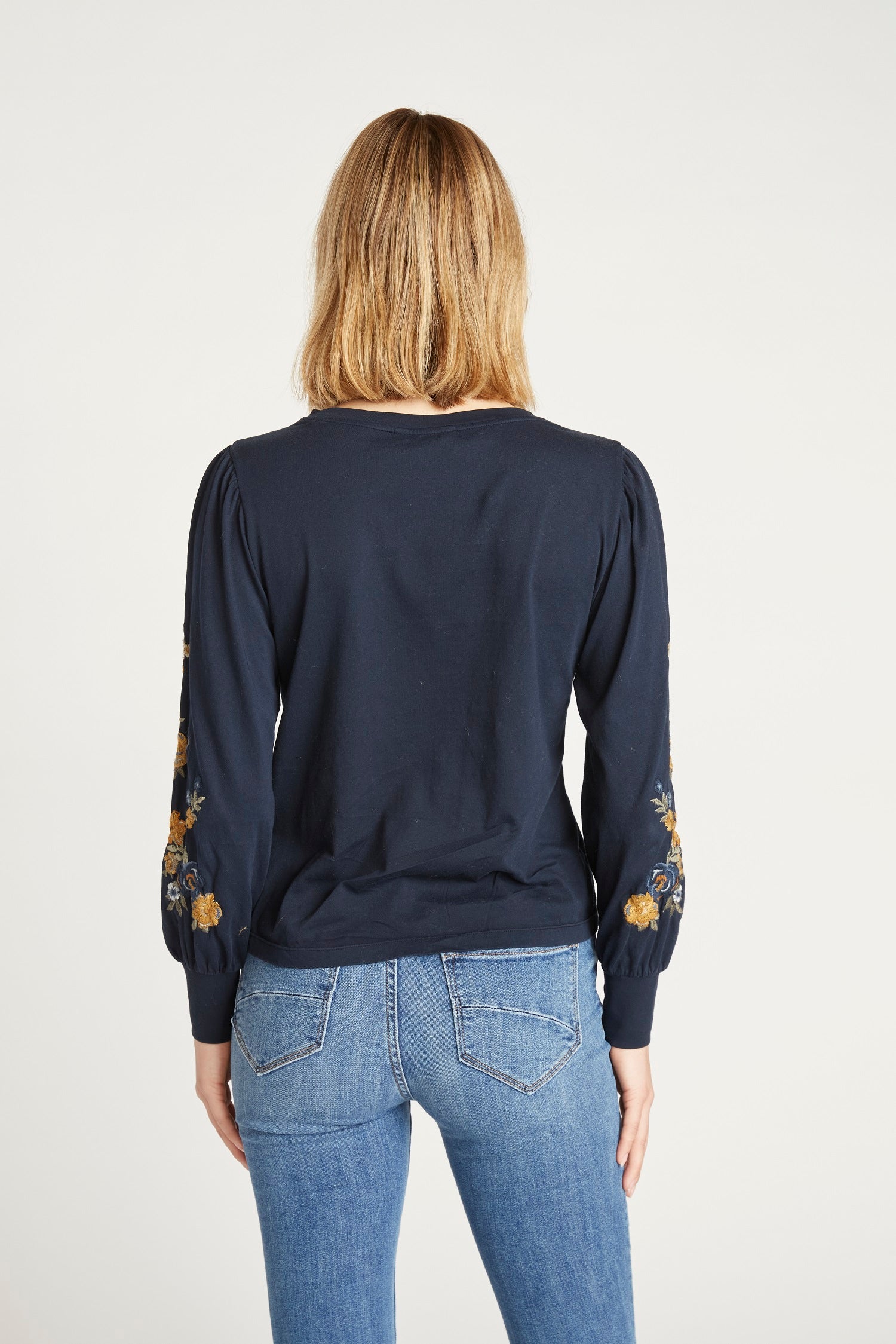 Macey Shirt - Navy Golden Peony – Driftwood Jeans