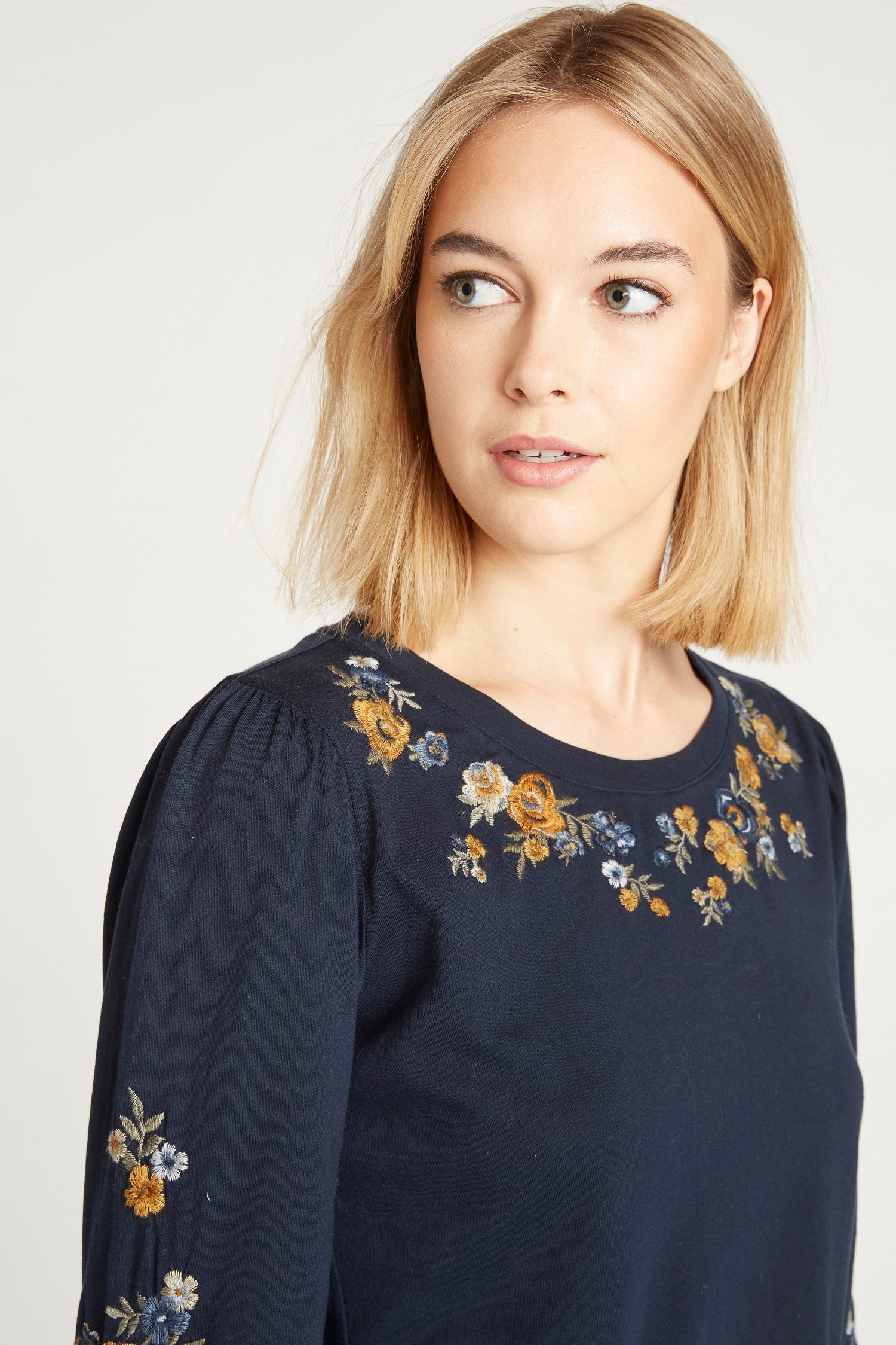 Macey Shirt - Navy Golden Peony – Driftwood Jeans